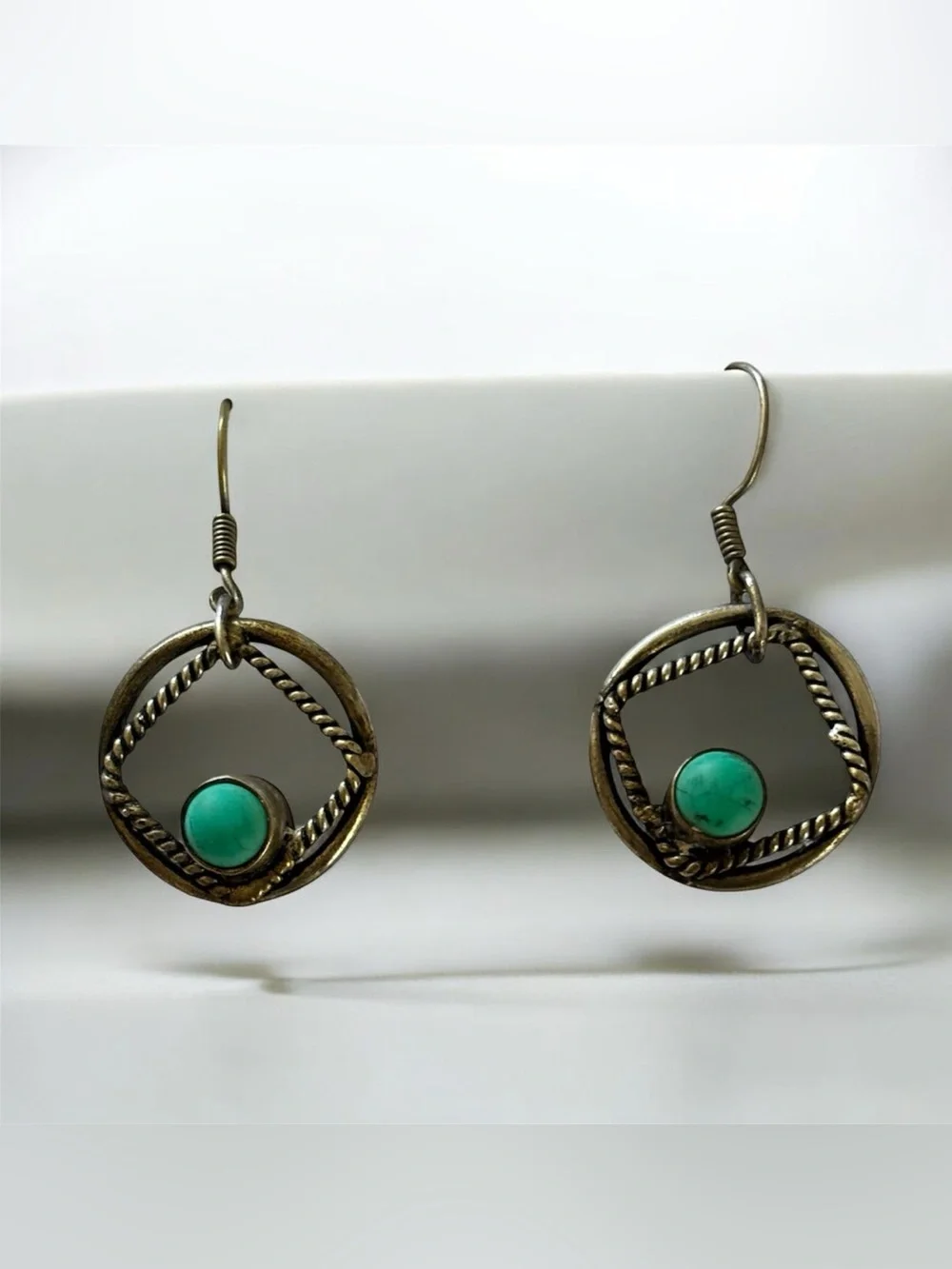 Sterling Silver Taxco Turquoise Earrings